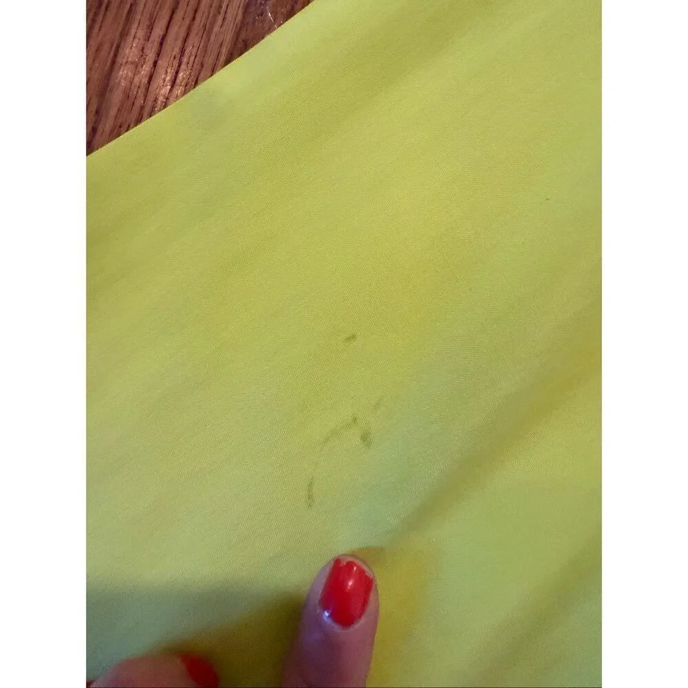 Tess Dress Vintage 100% silk neon yellow button down blouse 16 - Picture 7 of 10